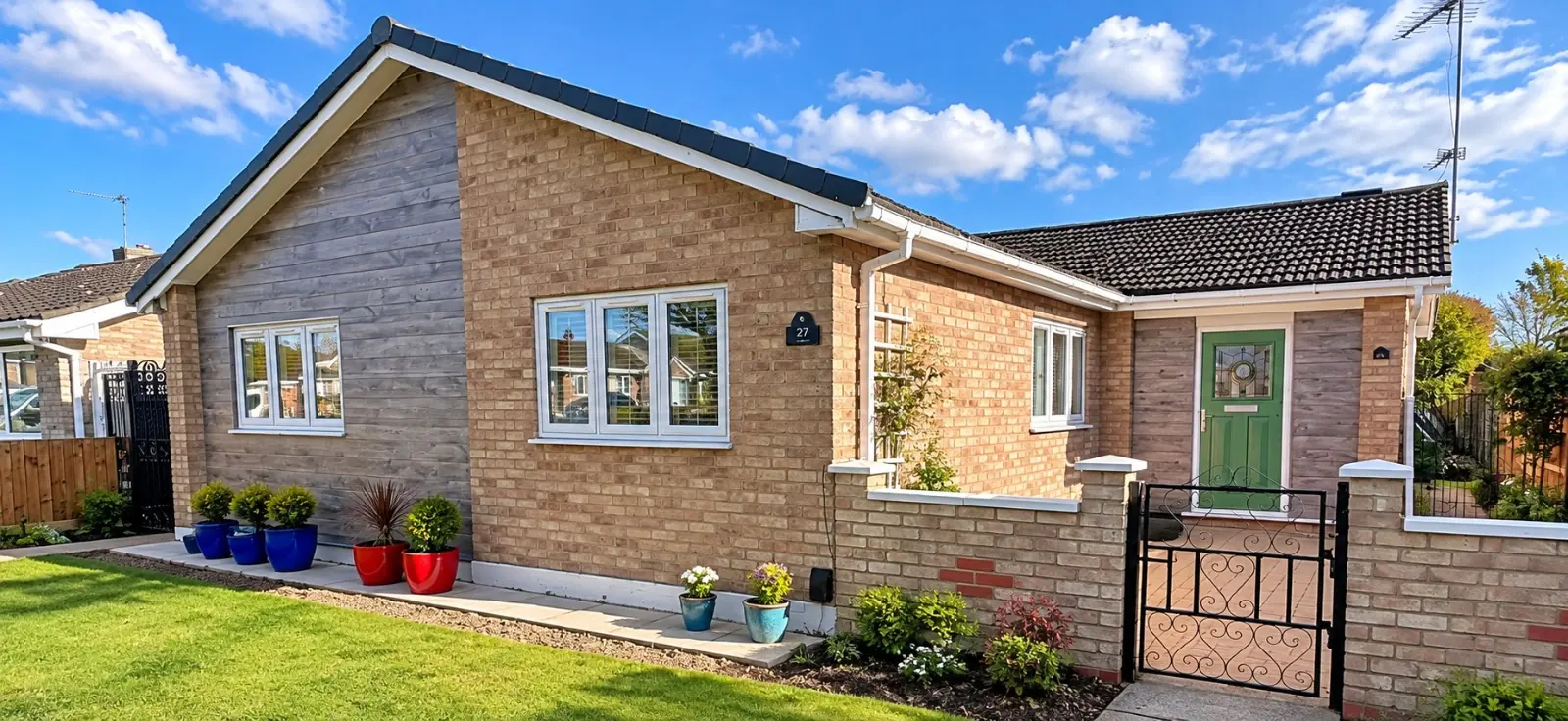 Corby home refurbished with new flush casement windows and a green composite entrance door