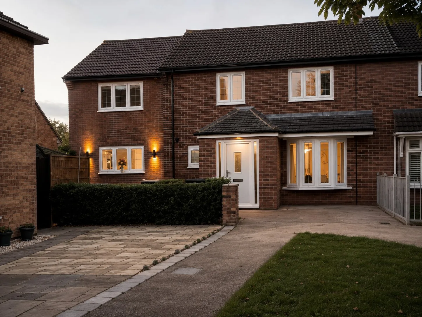 Completed two-storey brick extension integrated with the existing house